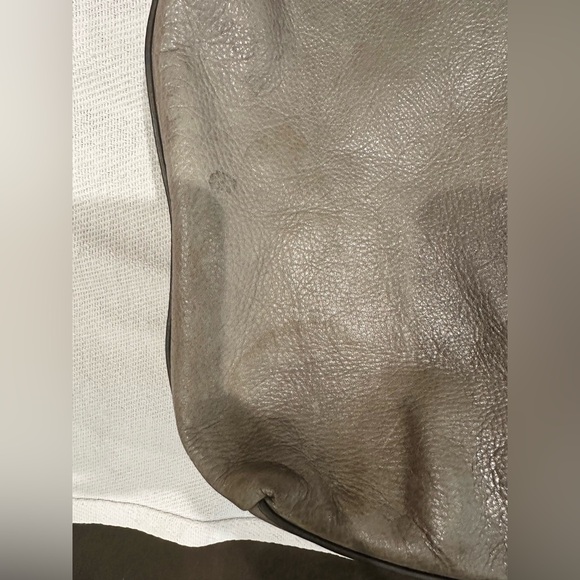 Frye Clara Smoke Grey Leather Fringe Tassel Hobo Shoulder Bag Purse - Picture 14 of 15